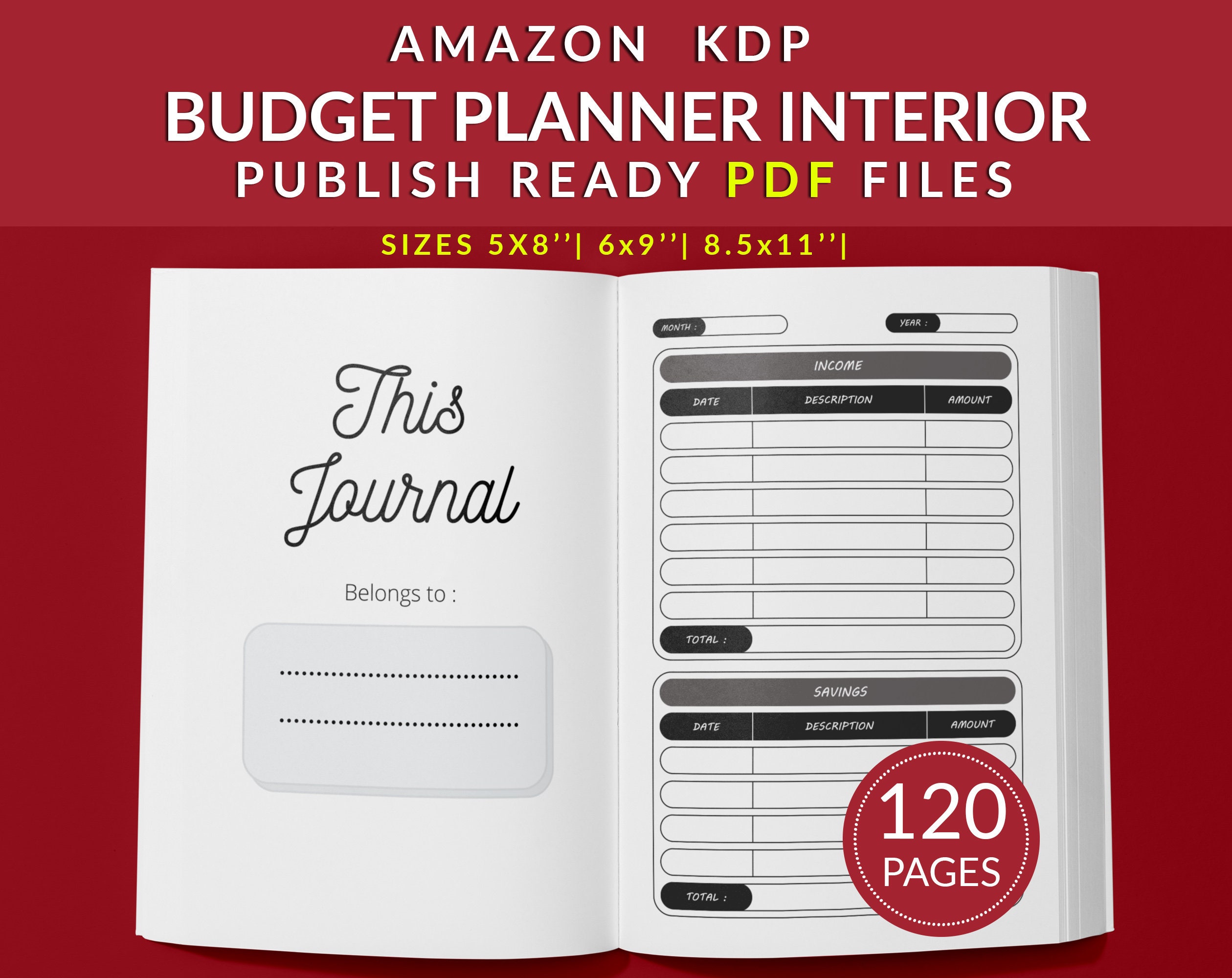 Budget Planner Journal 120 Pages Ready to Upload PDF Etsy UK