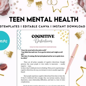 Teen Mental Health, teen therapy journal , teen coping skills, teen Shadow Work, Editable Canva Templates 8,5x11 inch image 4