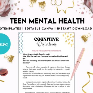 Teen Mental Health, teen therapy journal , teen coping skills, teen Shadow Work, Teen CBT worksheet, Editable Canva templates image 5