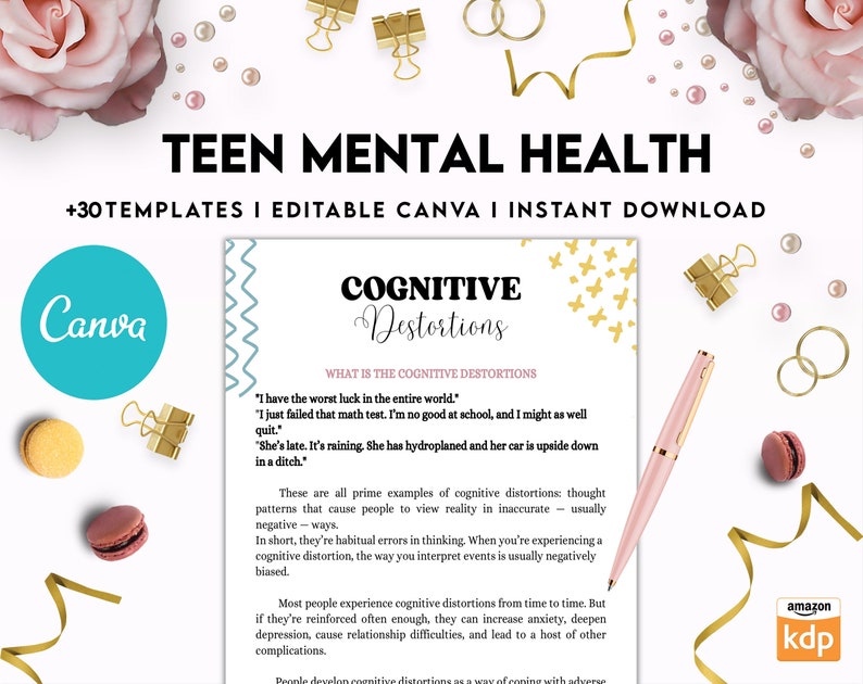 Teen Mental Health, teen therapy journal , teen coping skills, teen Shadow Work, Editable Canva Templates 8,5x11 inch image 4