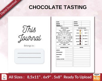 CHOCOLATE Tasting Journal 120 pages Ready to Upload PDF used as Low Content Planner tracker or Log Book KDP, Size 6x9 8.5x11 5x8 Commercial