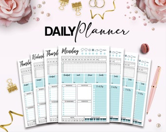 Geavanceerde dagelijkse planner bewerkbare sjablonen voor journaal, Canva KDP Planner bewerkbaar interieur