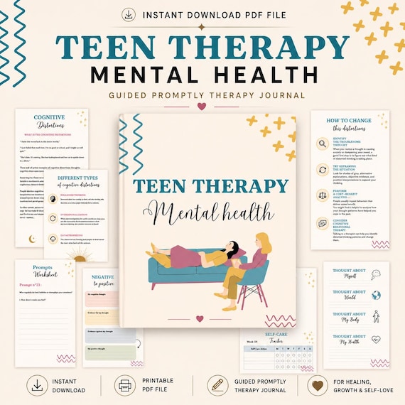 Teen Mental Health, teen therapy journal , teen coping skills, teen Shadow Work, teen therapy worksheet, cbt worksheet, teen workbook.