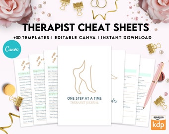 Therapist Planner, Therapist insert cheat sheets for documentation & clinical work, therapy sheets Canva Editable Templates, Kdp interior