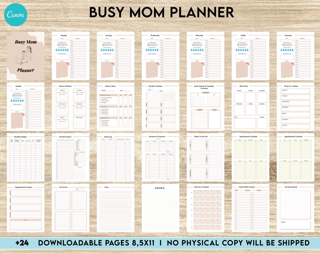 Busy Mom Planner, Home Management Planner Editable Templates, House ...
