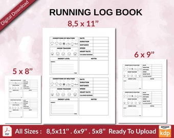 Running Logbook 120 pages Ready to Upload PDF used as Low Content Planner tracker KDP, Size 6x9 8.5x11 5x8 Commercial Use