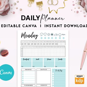 Advanced Daily Planner Editable Templates for Journal, Canva KDP ...