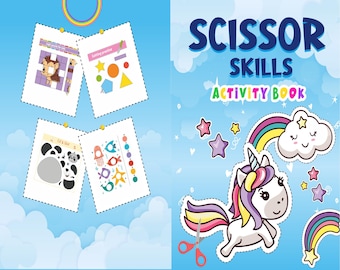 Scissor Skills tracing Activity book PDF File 8.5x11 inch For Kids aged 2-4 4-8,  KDP interior Ready To Upload COMMERCIAL Use