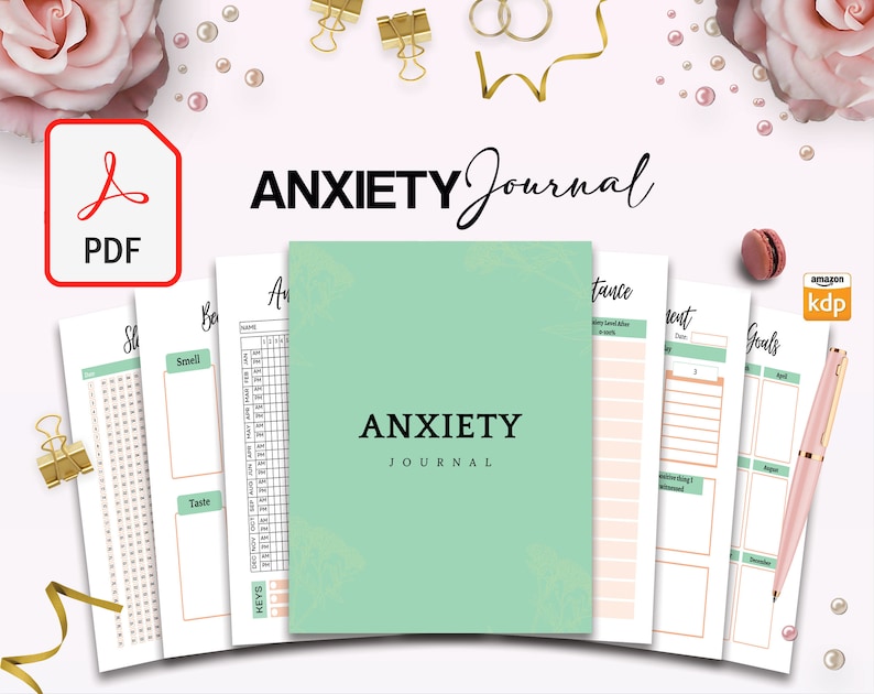 Anxiety Journal Printable PDF, Anxiety, Stress, mental health, anxiety relief journal, Self control, self care journal, mood tracker. image 4