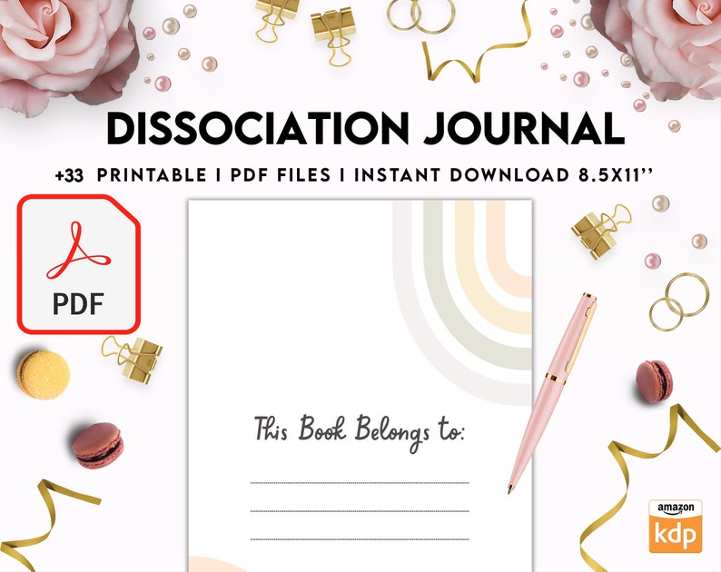 K&ouml;nnte beinhalten: Ein druckbares Journal mit einem Regenbogen-Design und dem Text "Dieses Buch geh&ouml;rt zu:" auf wei&szlig;em Hintergrund. Das Journal ist 8,5 x 11 Zoll gro&szlig; und enth&auml;lt 33 PDF-Dateien.