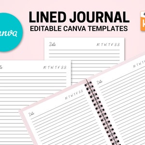 Canva Editable Lined Page Journal Commercial Use, Canva KDP Template ...