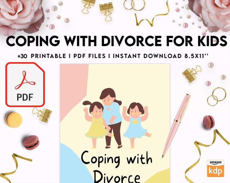 Coping With Divorce for Kids, Kids therapy, coping skills, divorce kids, Digital Download PDF file 8,5x11 inch image 2
