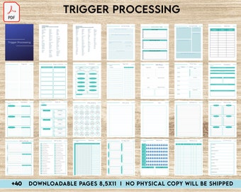 Trigger Processing journal, Thought Journal for daily self care, mental health, emotion list with breakdown worksheets, 8,5x11" Printable