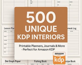 500 Unique Amazon KDP interiors Bundle, Low Content Books Notebook, Activity Books, Journals, Planners, Coloring books, Commercial use