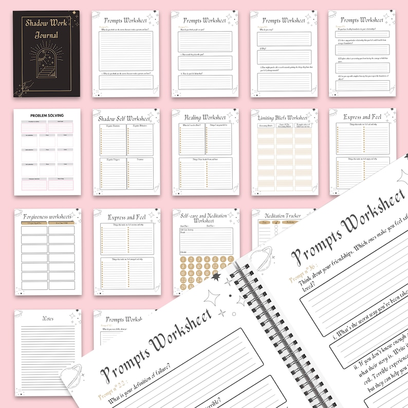 Shadow work guided journal With Prompts 100 Editable Templates, 8.5x11 Canva KDP Planner editable interiors Bundle COMMERCIAL Use image 3