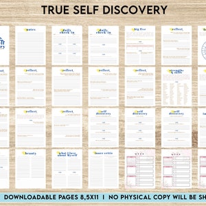 True Self Discovery, self esteem, self love journal , self care journal, manifestation Digital Download PDF file 8,5x11 inch