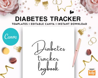 Canva Editable Diabetes Tracker Template, Blood Sugar Log (Commercial Use)