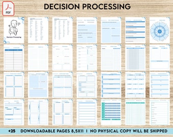 Decision Processing, Thought Processing Journal for daily self care, mental health, emotion list breakdown worksheets, 8,5x11" PDF Printable