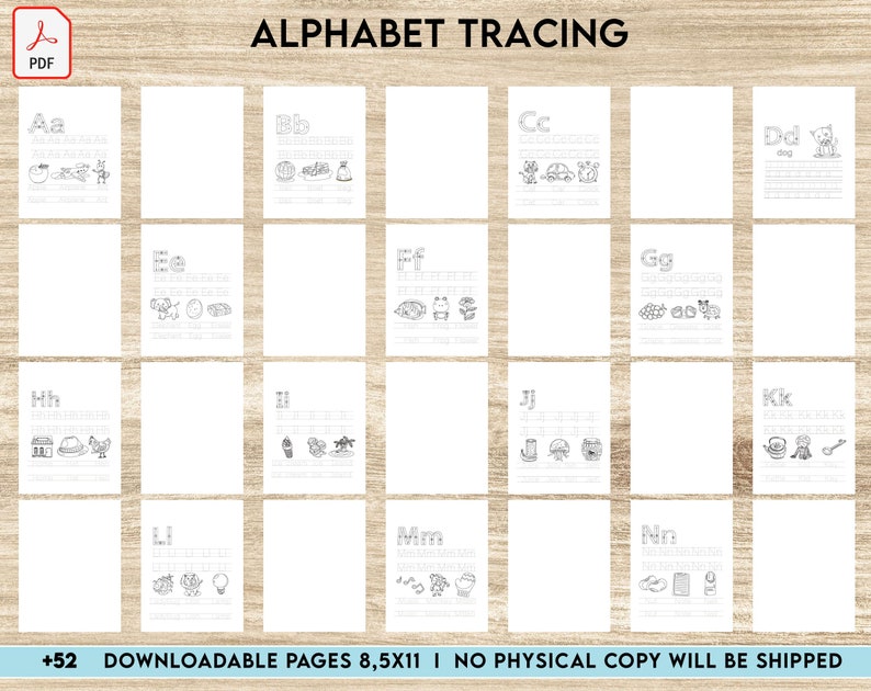 Alphabet Tracing Activity Book PDF File 8.5x11 Inch for Kids Aged 2-4 4 ...