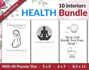 KDP Health Journal Interiors Bundle, Commercial Use (PDF Download)