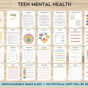 Teen Mental Health, teen therapy journal , teen coping skills, teen Shadow Work, Editable Canva Templates 8,5x11 inch
