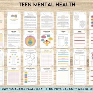 Teen Mental Health, teen therapy journal , teen coping skills, teen Shadow Work, Editable Canva Templates 8,5x11 inch image 1