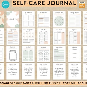 Customizable Self-care, Self Love Wellness, guided journal With 63 Editable Templates, 8.5x11&quot; Canva Printable Planner.