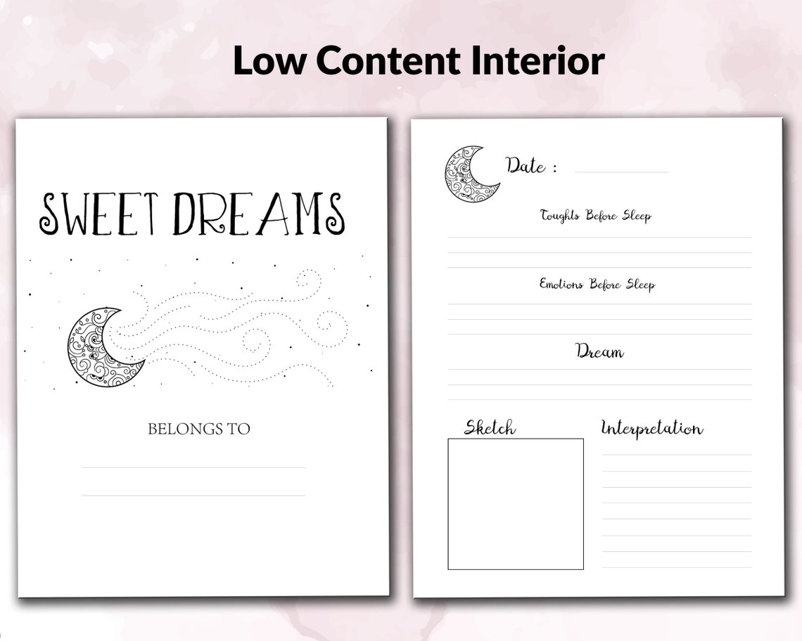 Dream Journal Amazon KDP Interiors Templates for Journal & Low Etsy