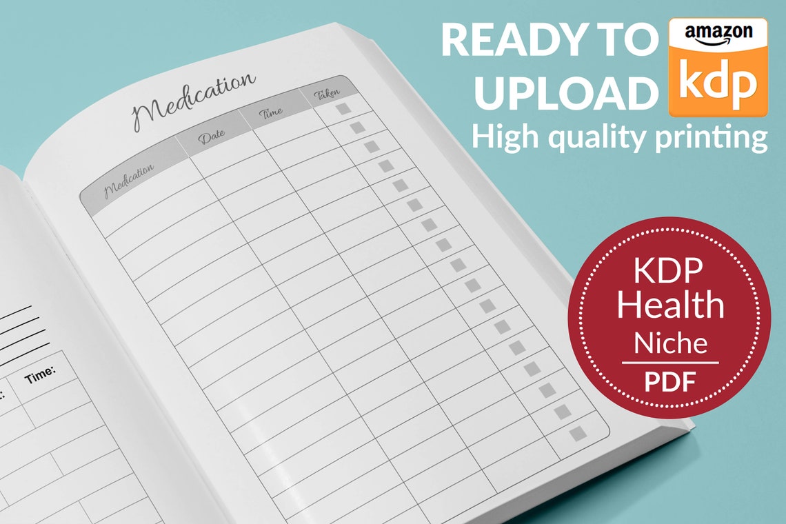 Medication Log Book 120 pages Ready to Upload PDF Commercial Etsy