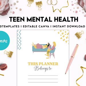 Teen Mental Health, teen therapy journal , teen coping skills, teen Shadow Work, Editable Canva Templates 8,5x11 inch image 3