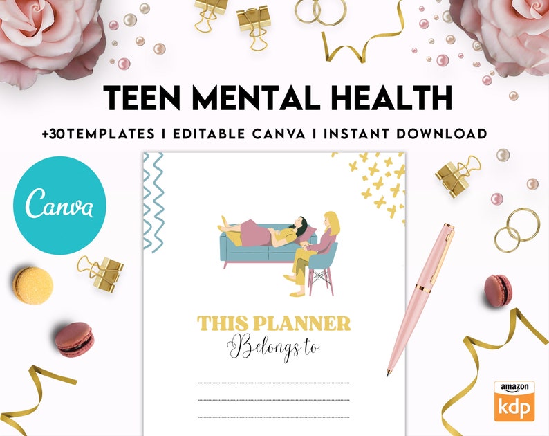 Teen Mental Health, teen therapy journal , teen coping skills, teen Shadow Work, Editable Canva Templates 8,5x11 inch image 3