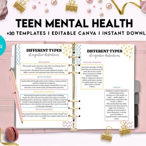Teen Mental Health, teen therapy journal , teen coping skills, teen Shadow Work, Editable Canva Templates 8,5x11 inch image 7