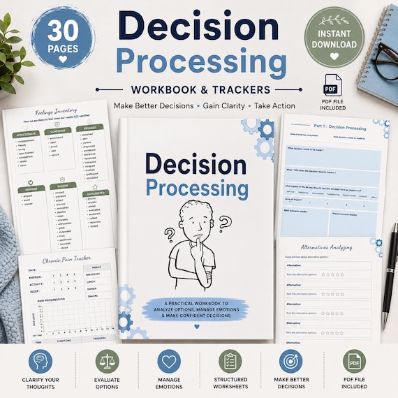 Make a Decision Aid Printable Interactive Worksheet Journal Inserts Planner Therapy Mental Health School Counseling, 8,5x11" PDF Printable