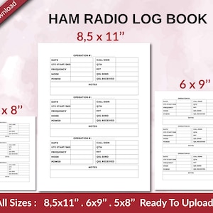 HAM Radio Log Book 120 pages Ready to Upload PDF used as Low Content Planner tracker or Log Book KDP, Size 6x9 8.5x11 5x8 Commercial Use