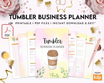 Tumbler Business Planner | Digital Tumbler Order Form | Printable  Tumbler Order Form, 8,5x11" PDF FILE Printable, Kdp interior