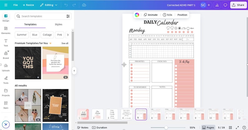 Customizable Adult ADHD journal, Adhd Life Planner Printable bundle, +160 editable Canva Templates, Planners, trackers, checklist. image 5