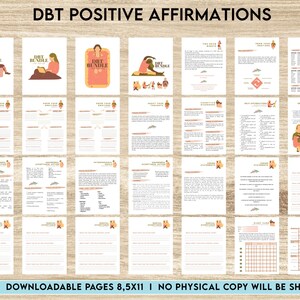 DBT Positive Affirmations, coping skills, Dialectical Behavior Therapy, Digital Download PDF file 8,5x11 inch