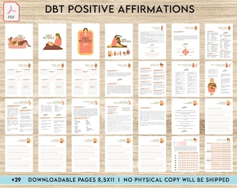 DBT Positive Affirmations, coping skills, Dialectical Behavior Therapy, Digital Download PDF file 8,5x11 inch