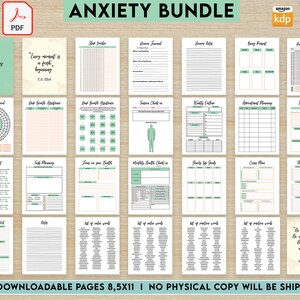 Anxiety Journal Printable PDF, Anxiety, Stress, mental health, anxiety relief journal, Self control, self care journal, mood tracker. image 2