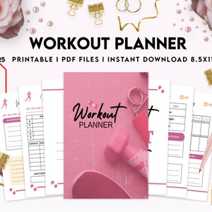 Workout Planner, exercise tracker, Fitness Journal, workout journal, Digital Download PDF file 8,5x11 inch