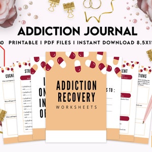 Addiction Journal, Addiction recovery therapy journal, Self care journal, self love journal,wellness journal Download PDF file 8,5x11 inch