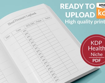 Blood Pressure Log Book, 120 Pages, KDP Ready (PDF)