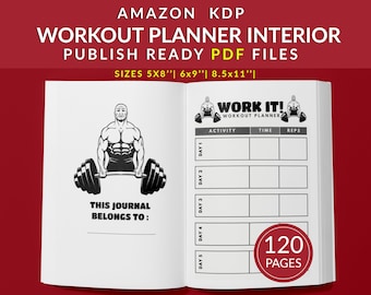 Workout Planner Journal, 120-Page Fitness Tracker (KDP Template)
