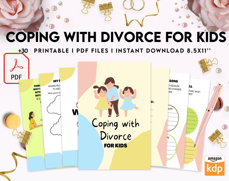 Coping With Divorce for Kids, Kids therapy, coping skills, divorce kids, Digital Download PDF file 8,5x11 inch image 8