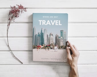 Travel Book Cover Template Canva Editable For Notebook Journal Covers, Canva template For KDP Cover 6x9" 120 pages