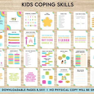 Kids Coping Skills, kids therapy, kids self discovery, kids self esteem, kids Limiting Beliefs Editable Canva Templates 8,5x11 inch