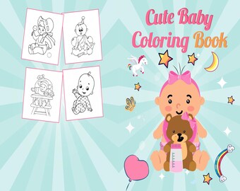 Lindo bebé libro para colorear para niños, 8,5x11 Archivo PDF imprimible para niños Lindas páginas para colorear para niños y niñas de 2 a 4 años, 4 a 8, 8 a 26 años