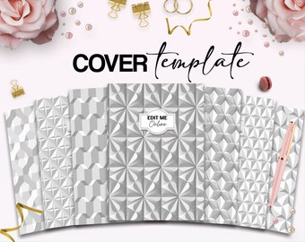Pattern Book Cover Template Bundle Canva Editable For Notebook Journal Binder Covers, Canva For KDP Cover 6x9" 120 pages