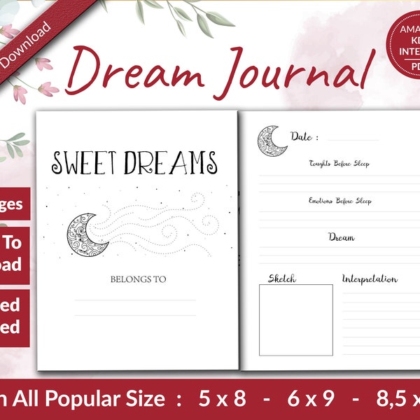 Dream Journal Amazon KDP interiors Templates for Journal & Low Content Notebook... , Ready To Upload PDF COMMERCIAL Use