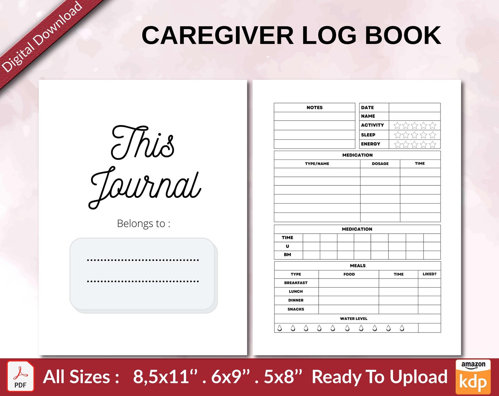 CAREGIVER Log Book 120 Pages Ready to Upload PDF Used as Low - Etsy